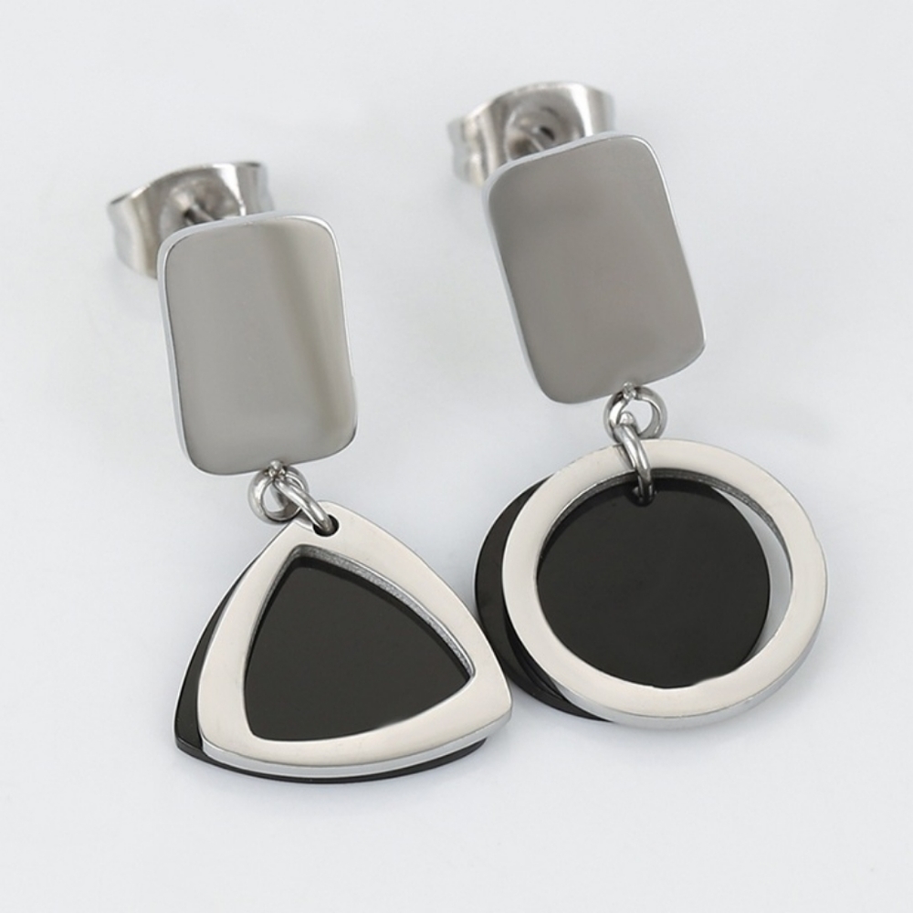 Ceramic Dangle Earrings, Rhodium Plated - Picture 3 of 11